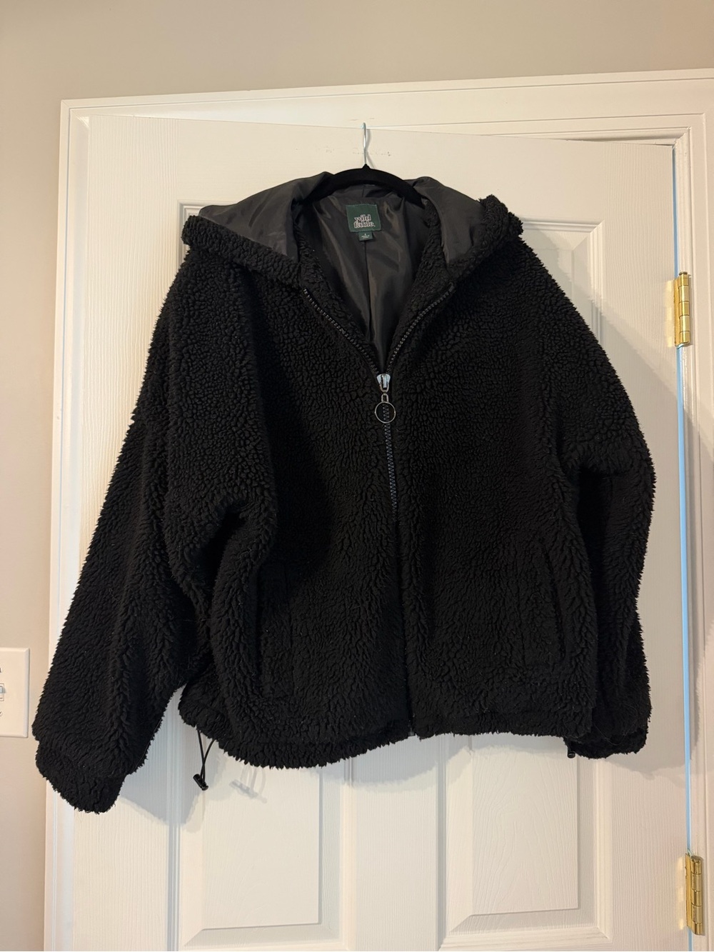 wild fable Black Sherpa Hooded Zip Jacket